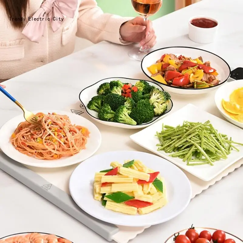Convenient Heating Mats Dining Table Heating Pad Electric Pad Silicone Electric Warming Tray for Dining Table R9CD