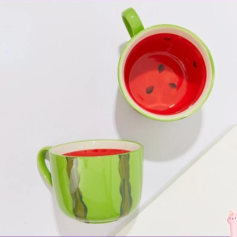 

Creative Personality Ceramic Water Cup Watermelon Cup Cute Mug Lovers Coffee Cup Cute Home Milk Art Cup
