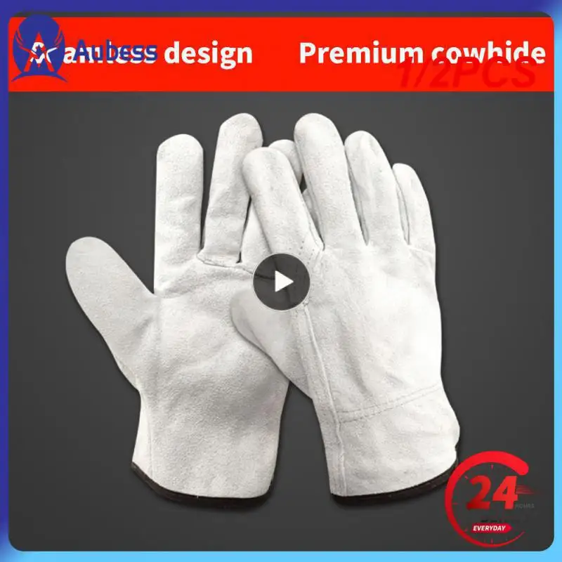 

1/2PCS Garden Work Gloves Flex Grip Tough Cowhide Driver Safety Welding Hunting Hiking Farm Gardening Driving Gloves For Men