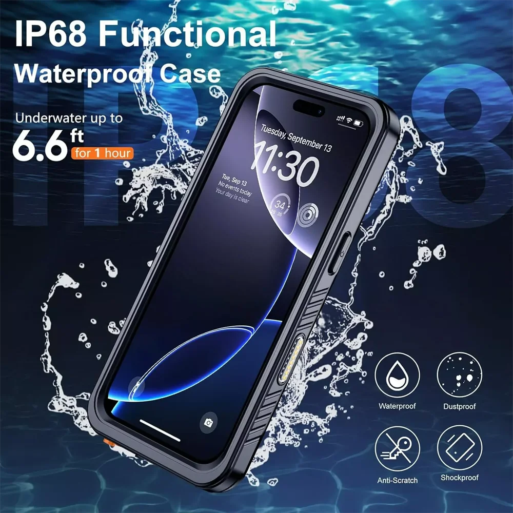 Luxury IP68 Waterproof Metal Case - Premium Underwater Protection and Style