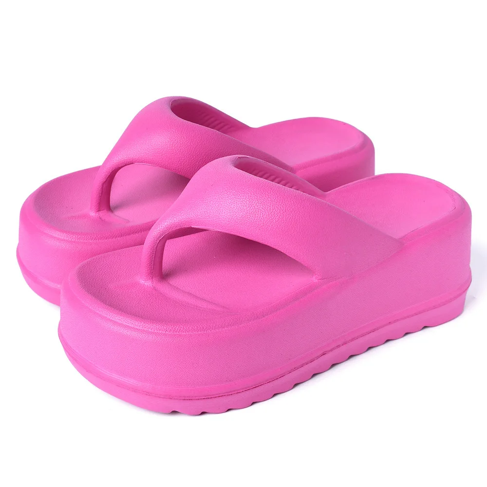 

Summer Solid Color Platform Clip Toe Flip Flops Shoes Female Simple Casual Thick Bottom Slippers Outdoor Beach Sandals Zapatos