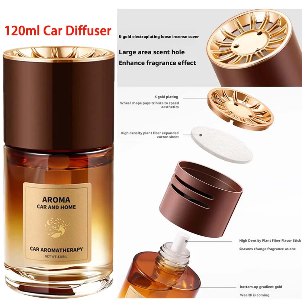 Diffuseur de voiture avec parfum doux longue durée, désodorisant parfumé pour intérieur automobile, espace de travail, 120ml