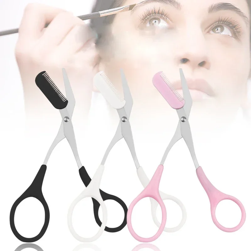 Stainless Steel Facial Hair Removal Shaver Cutter Eyebrow Trimmer Scissors Color Titanium with Comb Removable Makeup Accessories 2