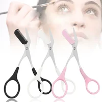 Stainless Steel Facial Hair Removal Shaver Cutter Eyebrow Trimmer Scissors Color Titanium with Comb Removable Makeup Accessories 2