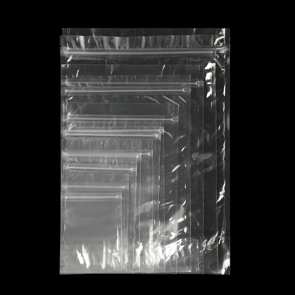 100pcs Stand PET Transparent Plastic Zip Lock Bags - Food Grade