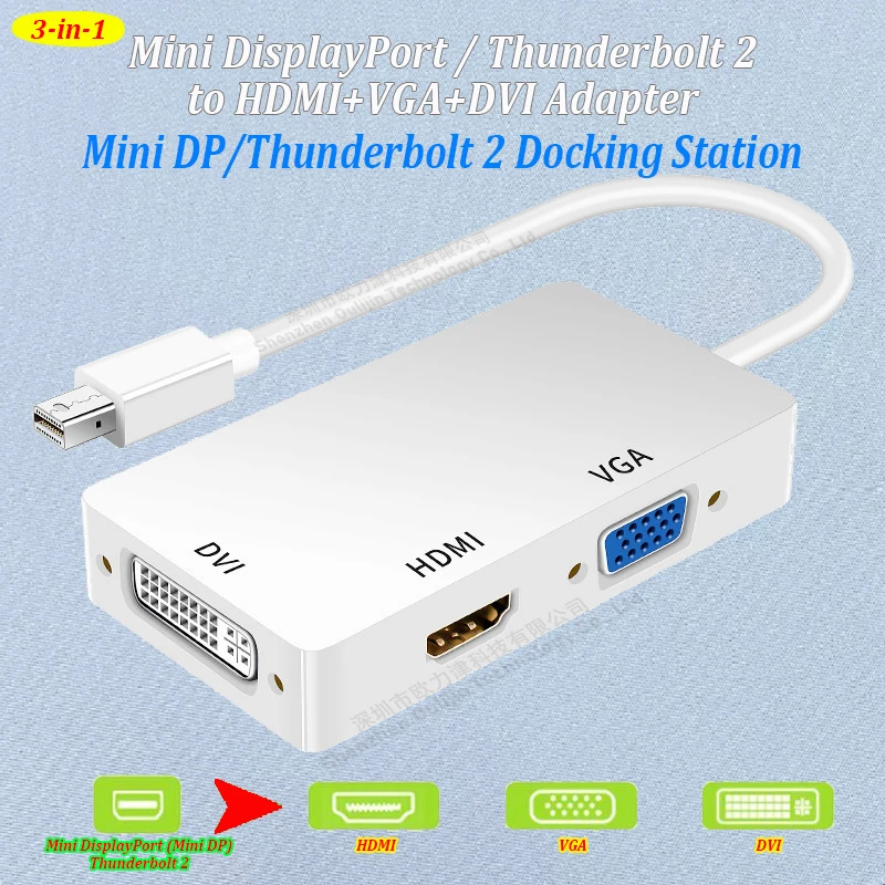 Thunderbolt to HDMI/VGA/DVI/DP 1080P 60HZ HD Adapter Mini DP