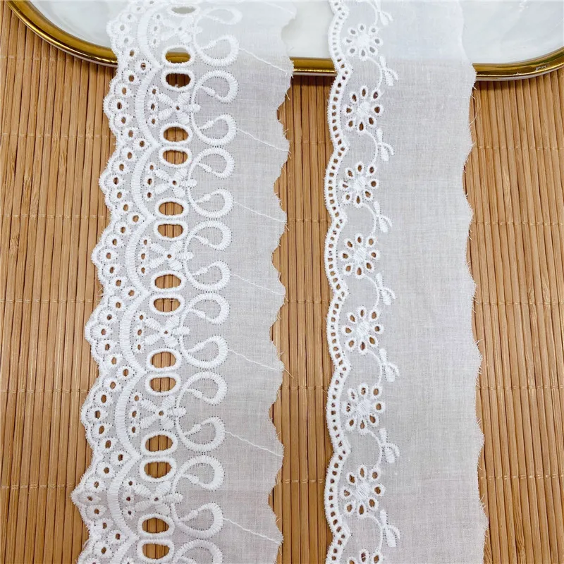 

15yards Embroidery White Cotton Lace Trim 6.2CM Hight Quality DIY Hometextile Clothes Edge Wrapping Cotton Ribbon Tape