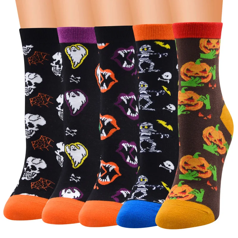 

New Halloween Series Socks Women's Middle Tube Women's Socks Cotton Socks Funny Holiday Party Gift Socks
