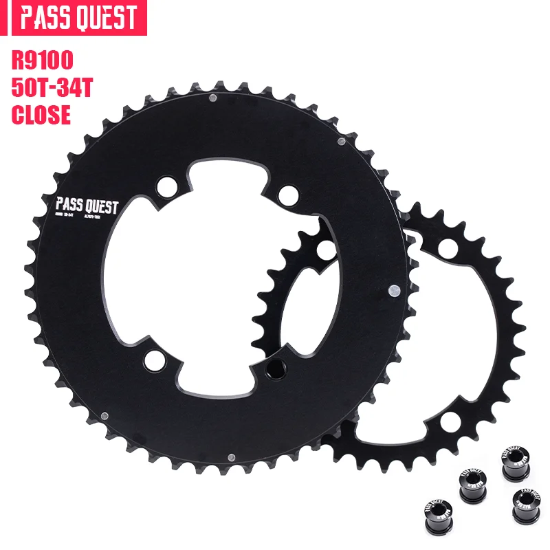 

PASS QUEST BCD110 R9100 2X Sprocket AERO crankshaft set Round black 9-11 speed Road bike Gravel bike 46T 48T 50T 52T