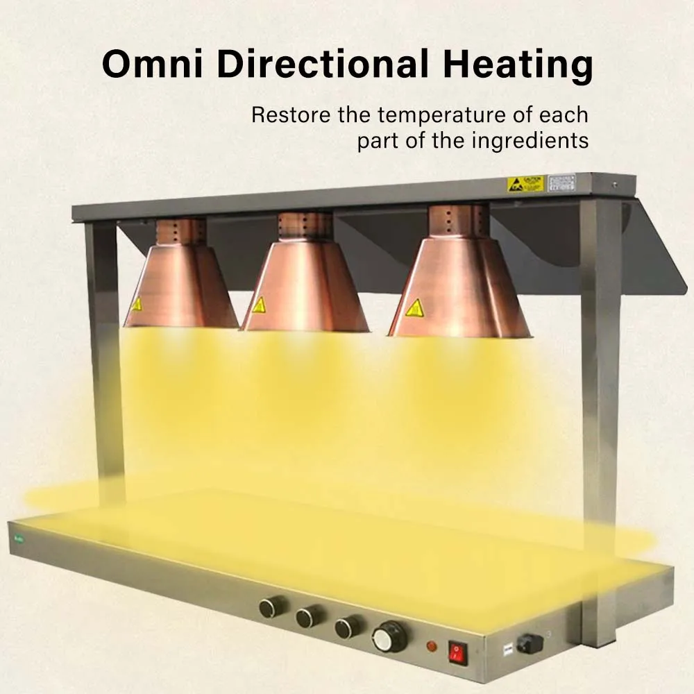DR1 Commercial Grade Food Heat Lamp Portable Electric Food Warmer Station with Bulbs  Hot Base Plate Buffet Chafing Dish Chafer 4