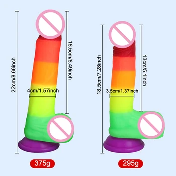 Rainbow Penis Men's Huge Dildos Silicone Vagina For Woman Dick Artificial Stimulating Phallus Sex Toy Adult Massage Masturbator 5