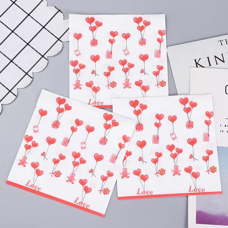 New Love Printing Napkins Colorful Paper Napkins Butterfly Bone Bart Handmade DIY Materials with Paper Wedding Towels 2Ply
