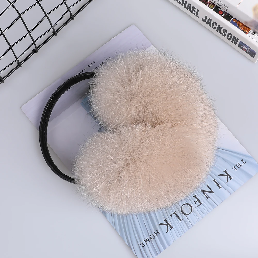 Real Fox Raccoon Fur Hang Ear Cover Warm Winter Earmuffs Headwear Ear Muffs Earmuffs Cold Ear Warmer Ear Protection Headband
