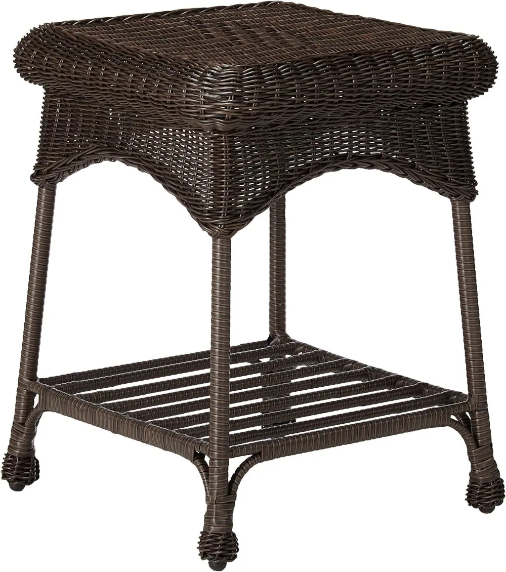 

Outdoor Espresso Wicker Patio Furniture End Table Durable Furniture Ideal for Decking Lawn Garden Indoor and Outdoor