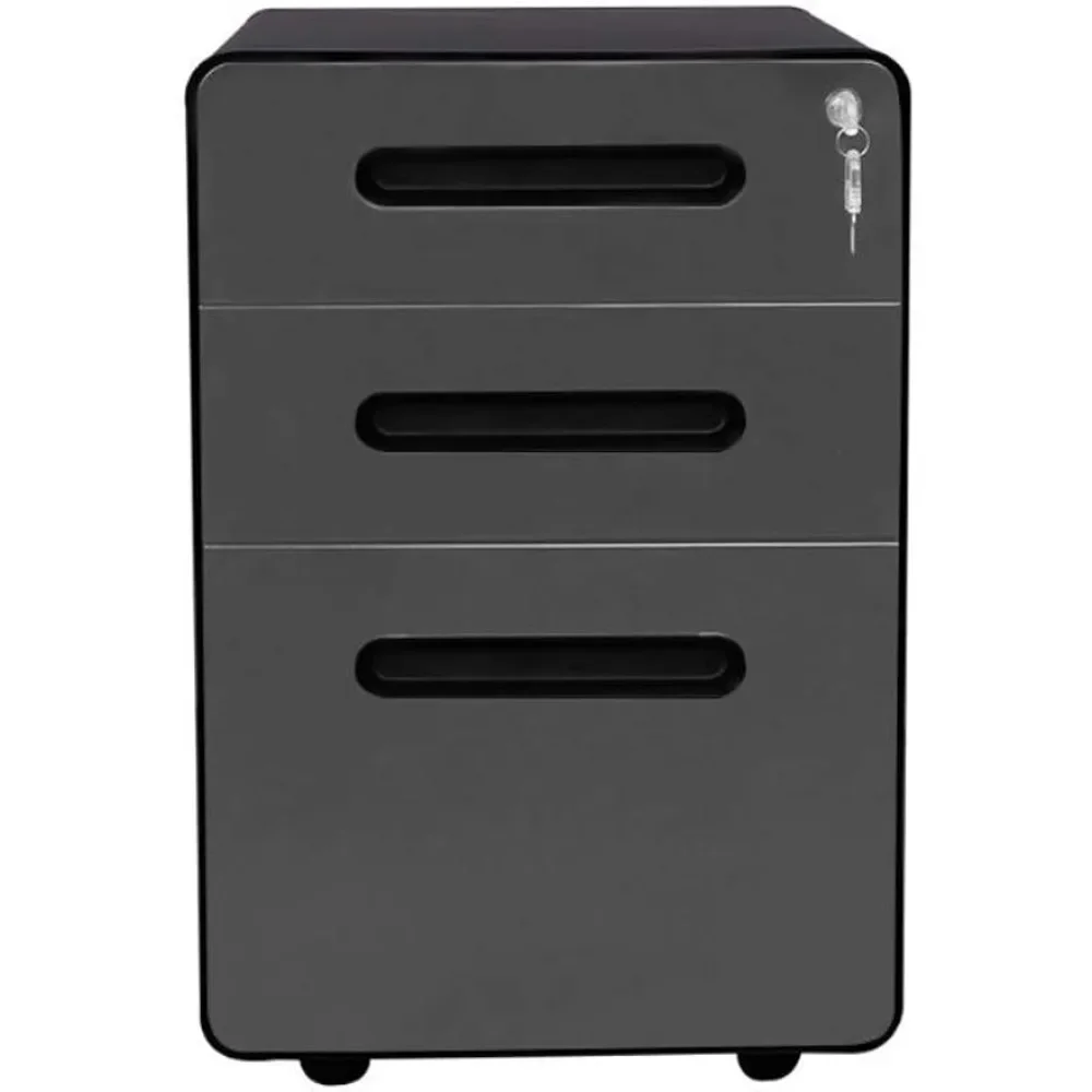 

3-Drawer Vertical Metal Mobile File Cabinet With Locking Keys Freight Free Filing Cabinets Office Storage Cabinet Furniture