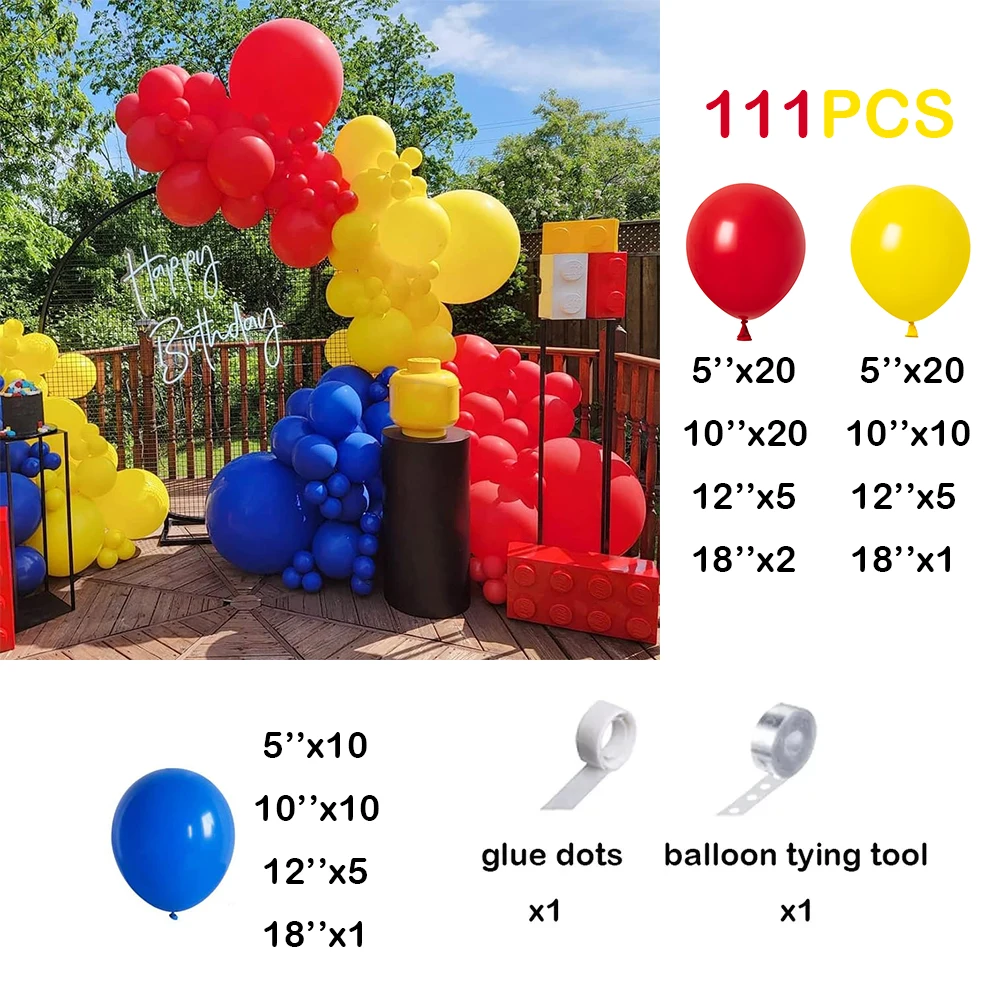 Red Blue Yellow Balloons Garland Circus Carnival Birthday Party Latex Balloon Arch Baby Shower Air Globos Decorations Supplies