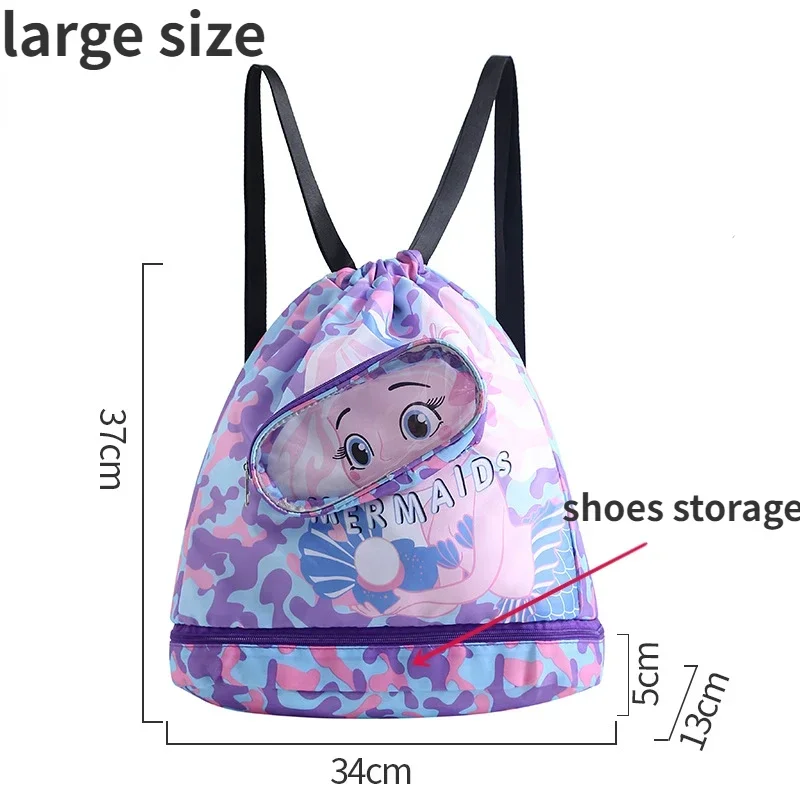 Dziecięce kreskówki torba pływająca wodoodporne dla dzieci kobiety mokre suche ubrania z butami pokrowiec plecak sportowy na basen