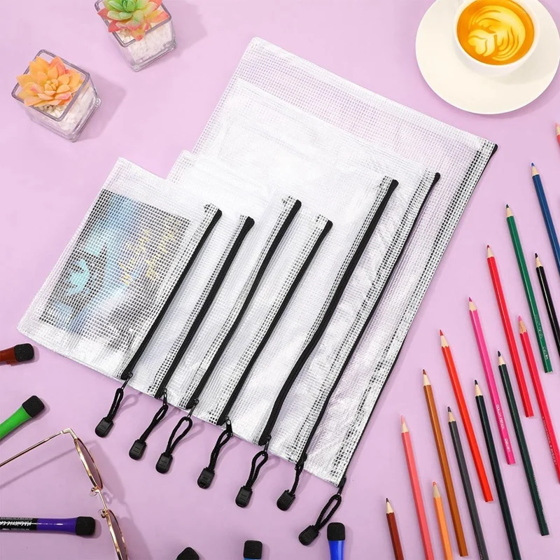 방수 PVC 메쉬 지퍼 파우치, 반투명 지퍼, 장난감 보관 가방, 학교 용품, 교실 사무용품, 30 개