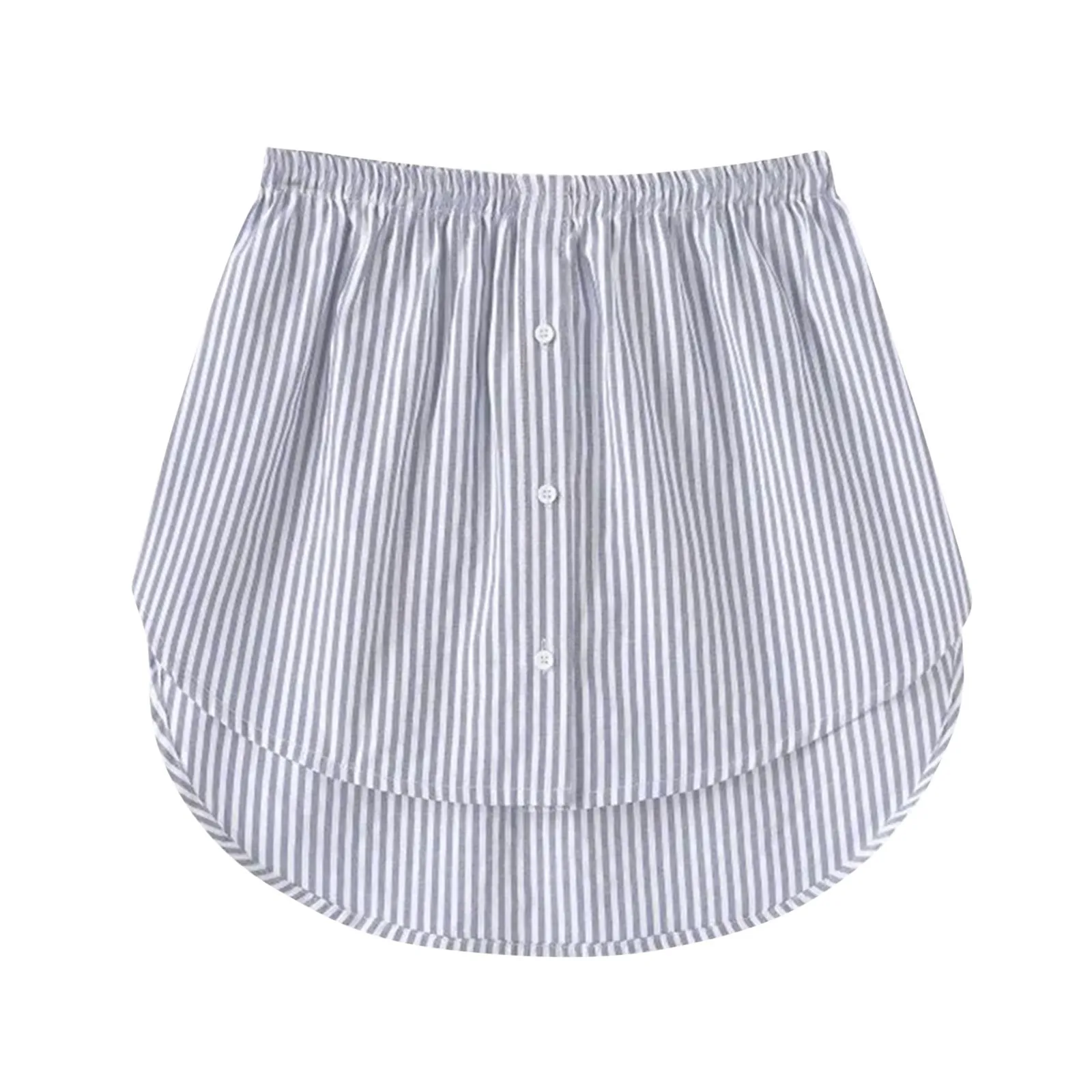 Plus Size Striped Shirt Extender Spring Fall Women Button Down Elastic Waist Curved Hem Fashion Pettiskirts A-Line Skirt 3