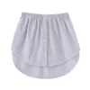 Plus Size Striped Shirt Extender Spring Fall Women Button Down Elastic Waist Curved Hem Fashion Pettiskirts A-Line Skirt 3