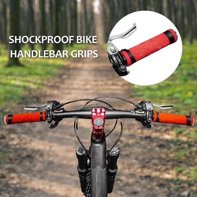 Manopole Per Bici In Gomma Arancione/nero Antiscivolo Con Blocco - Per Mountain Bike E Manubri Fino A 22mm