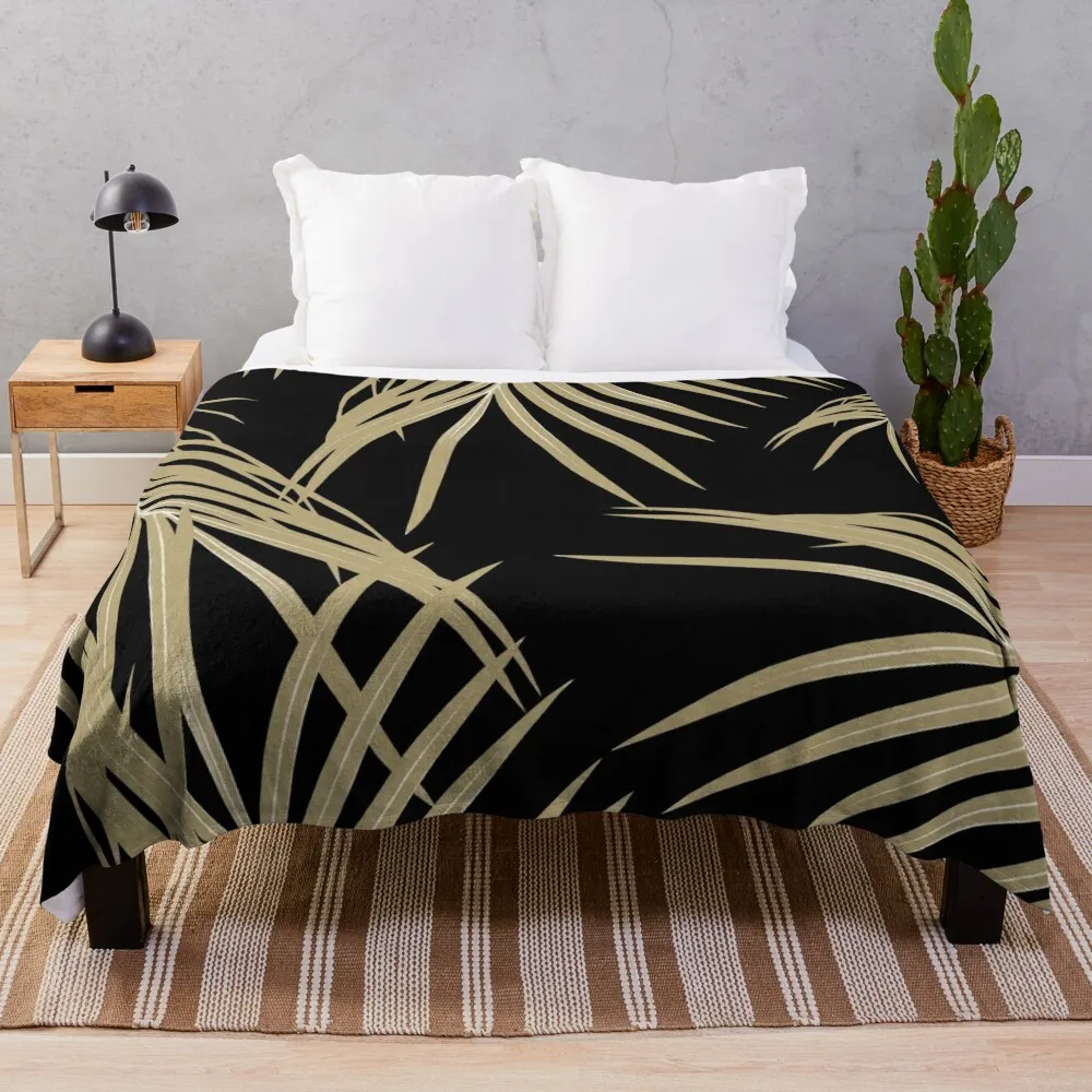 

Gold Palm Leaves Dream #2 #tropical #decor #art Throw Blanket Thermal Blankets For Travel Blanket Luxury Polar blanket