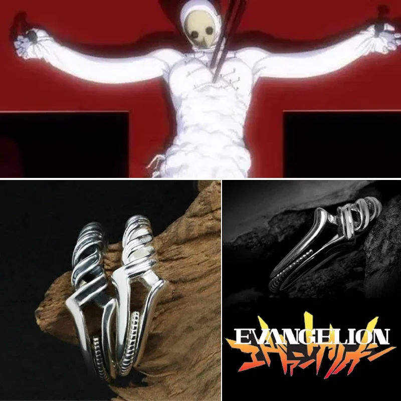 Anime Evangelion Rings Spear Of Longinus Anello Aperto Regolabile Donna Creativo Argento Antico Colore Personalità Uomini Gioielli Regali