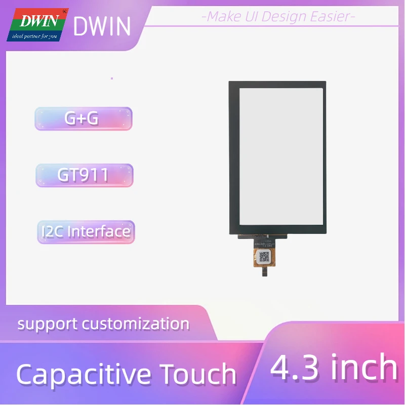 

DWIN 4.3 Inch 85% Light Transmittance G+G Structure Capacitive Touch Screen