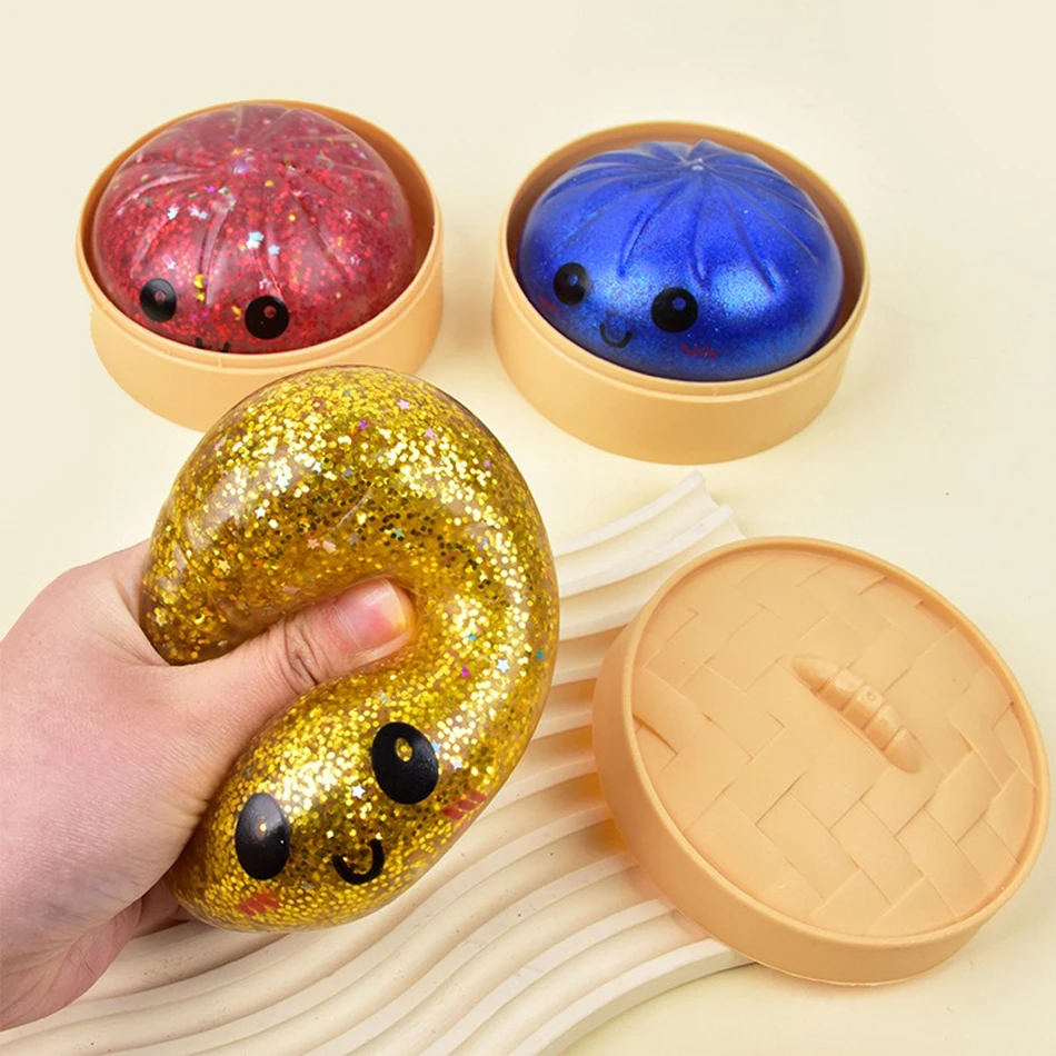 11 Styles Realistic Giant Dumpling Squeeze With Bamboo Steamer Soft Dough Ball Decompression Fidget Toy Funny Creative_voghion.com