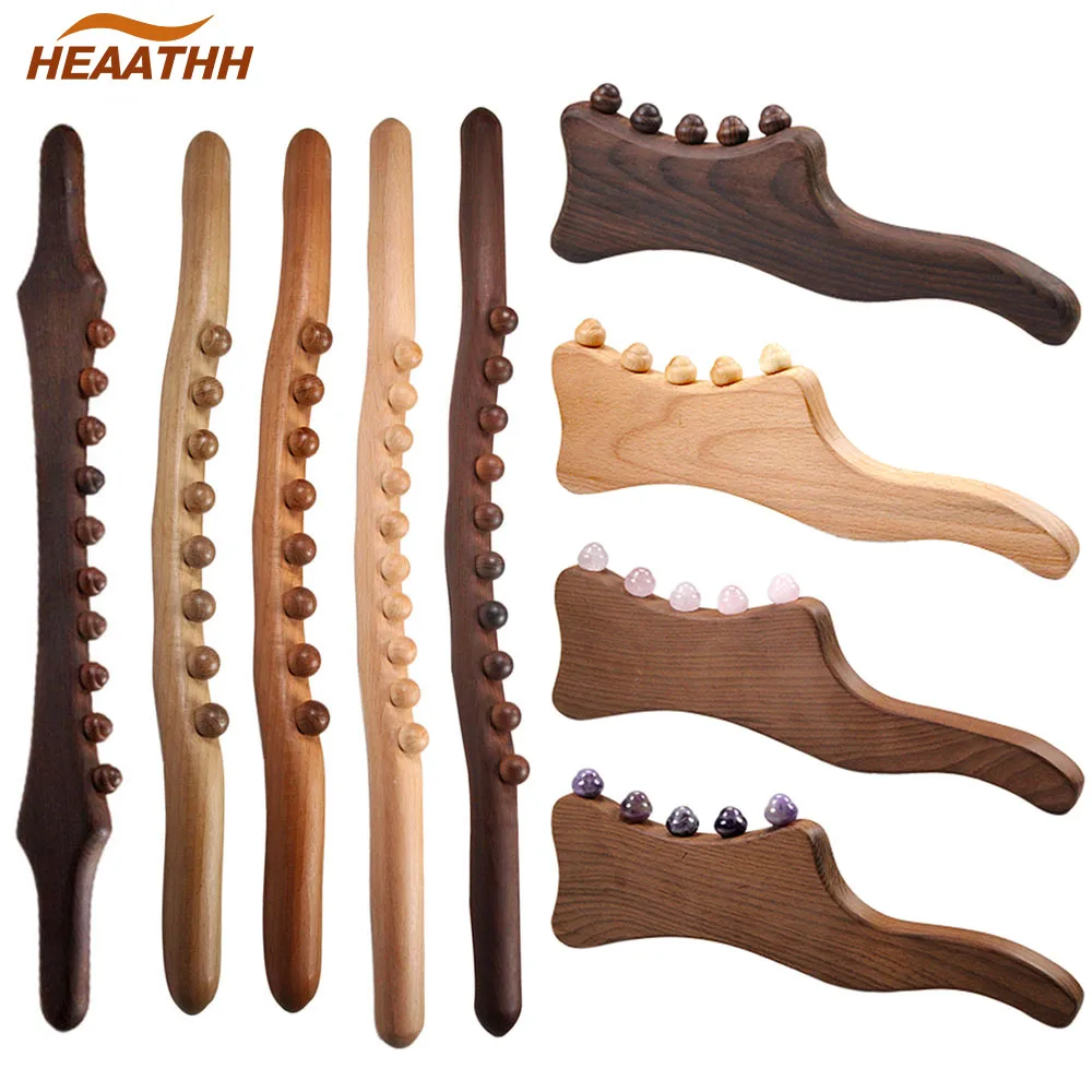

Lymphatic Drainage Massager Wood Therapy Massage Tools Anti-Cellulite Body Sculpting Wooden Gua Sha Paddle for Muscle Release
