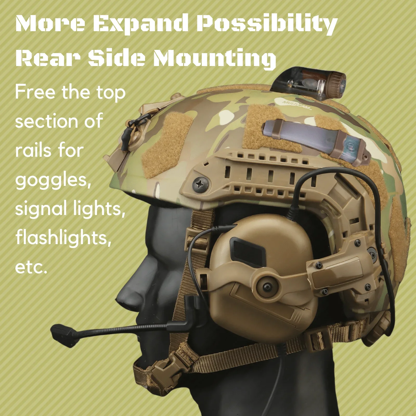 Free-Angle Headset Rail Mount For Earmor Headset On Team Wendy M-Lok Ops-Core Fast ACH Helmet