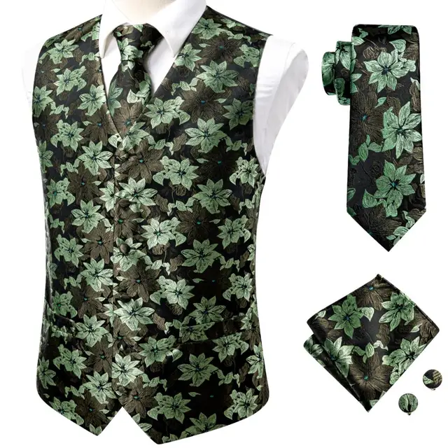 Hi-Tie 20 Color Silk Men's Vests and Tie Business Formal Dresses Slim Vest 4PC Hanky cufflinks for Suit Blue Paisley Waistcoat MS-0032