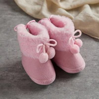Autumn Winter Warm Newborn Girls Boys Snow Boots Solid Pompom Toddler Baby Soft Sole First Walker Fluffy Cute Non Slip Shoes 2