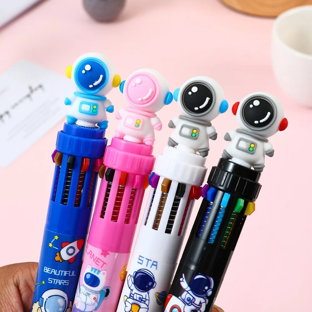 10 Colors Cartoon Astronaut Rabbit Mechanical Ballpoint Pen ballpoint pen multifunction ballpoint pen multifunctional pen ball point pen