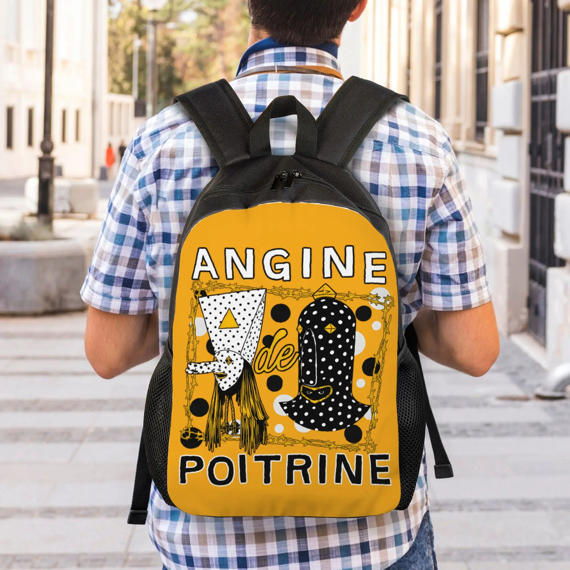 Rock Angine De Poitrine 남성용 여성용 메탈 밴드 백팩 십대 학생 작업 데이 팟 대학 캔버스 가방 선물