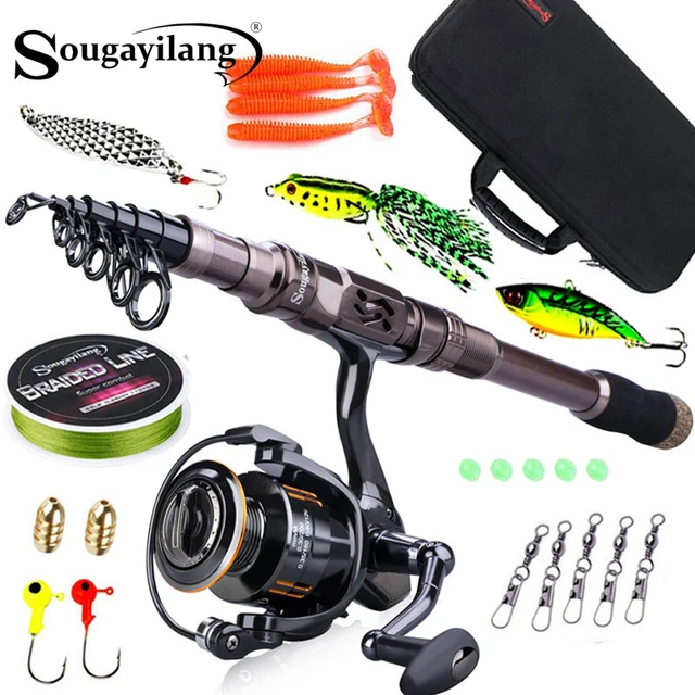 Telescopic Fishing Rod Reel, Carbon Fiber Lure Line Set