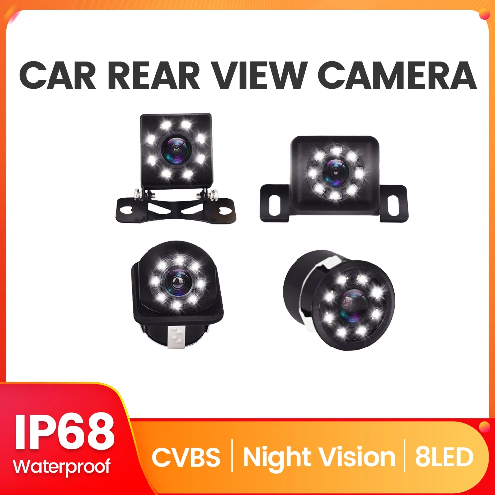 For Android Car Radio CVBS 8LED CAM CVBS Rear View Camera Night Vision IP68 Waterproof Universal Backup Parking Camera