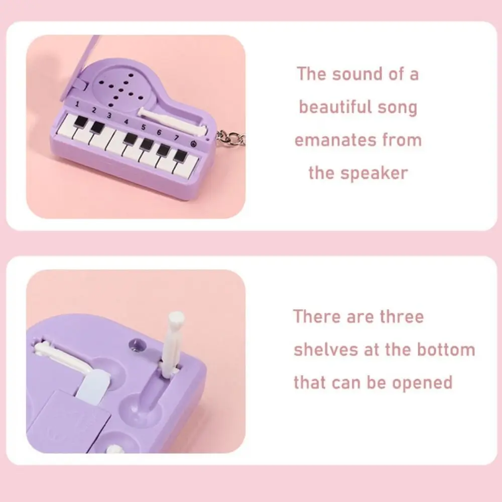 Solid Color Mini Electronic Piano Keychain Vertical Bear Mini Piano Key Pendant Rabbit Audible Musical Instrument Piano Keyring