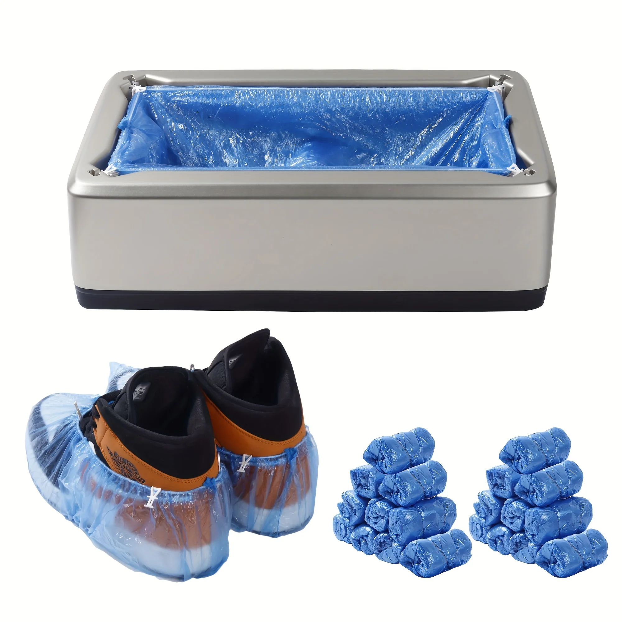 Automatic shoe cover dispenser, 200 disposable shoe covers, waterproof and non slip, very suitable for indoor and outdoor use