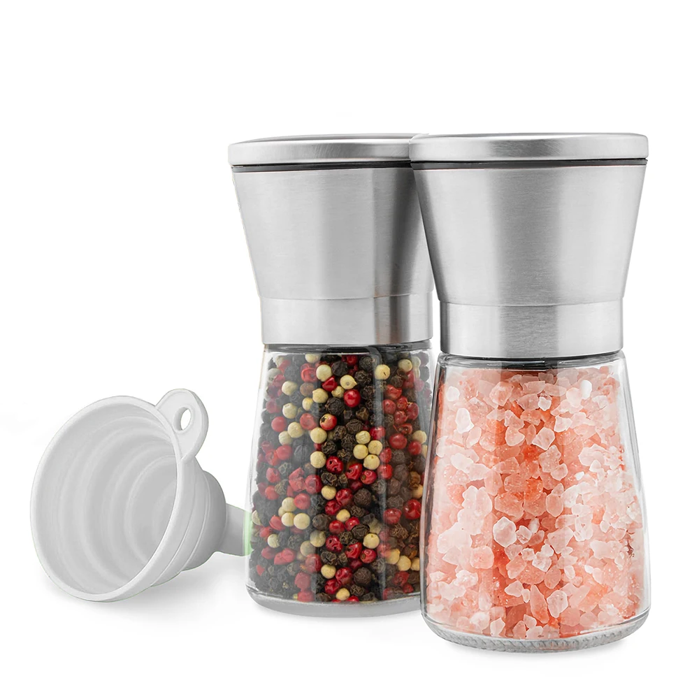 Salt and Pepper Grinder Set Adjustable Coarseness Refillable Stainless Steel Pepper Mill Grinders Kitchen Spice Grinder salt and pepper grinder pepper grinder