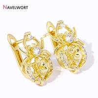 18K Gold Plated Brass Spider Earring Hooks With Pearl Base,Inlaid Zircon Earwire Fixtures Basic Fastener ,DIY Earring Findings