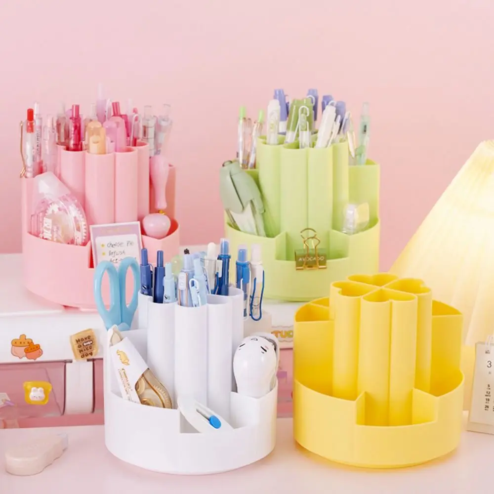 

Four Leaf Clover Desktop Pen Holder Large-capacity Multifunctional Stationery Organizer Korean Style Rotatable Pencil Case