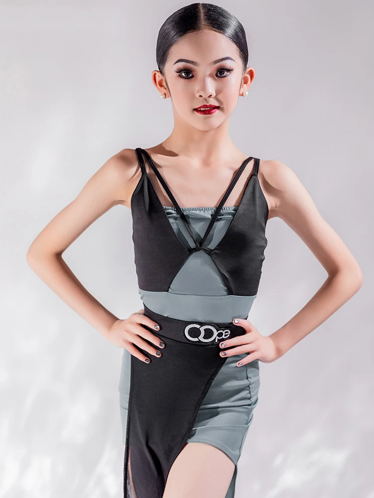 

Children Latin Dance Clothing Girls Summer Suspender Suit Cha Cha Rumba Dance Training Practice Clothes Latin Dress Set BL12477