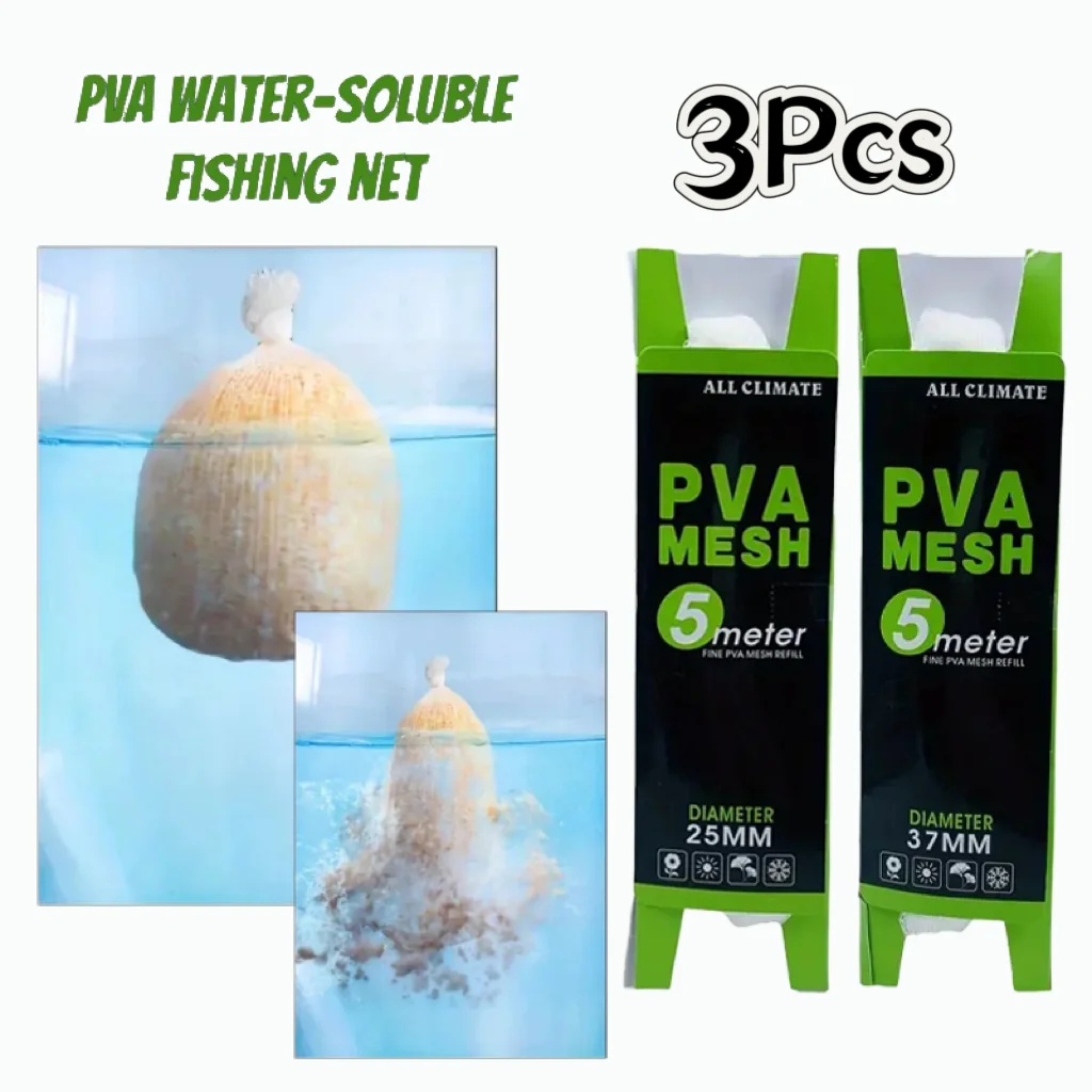 3 Pcs/Lot 5M 25mm 37mm PVA Mesh soluble Carp Carpe Fishing pva ...
