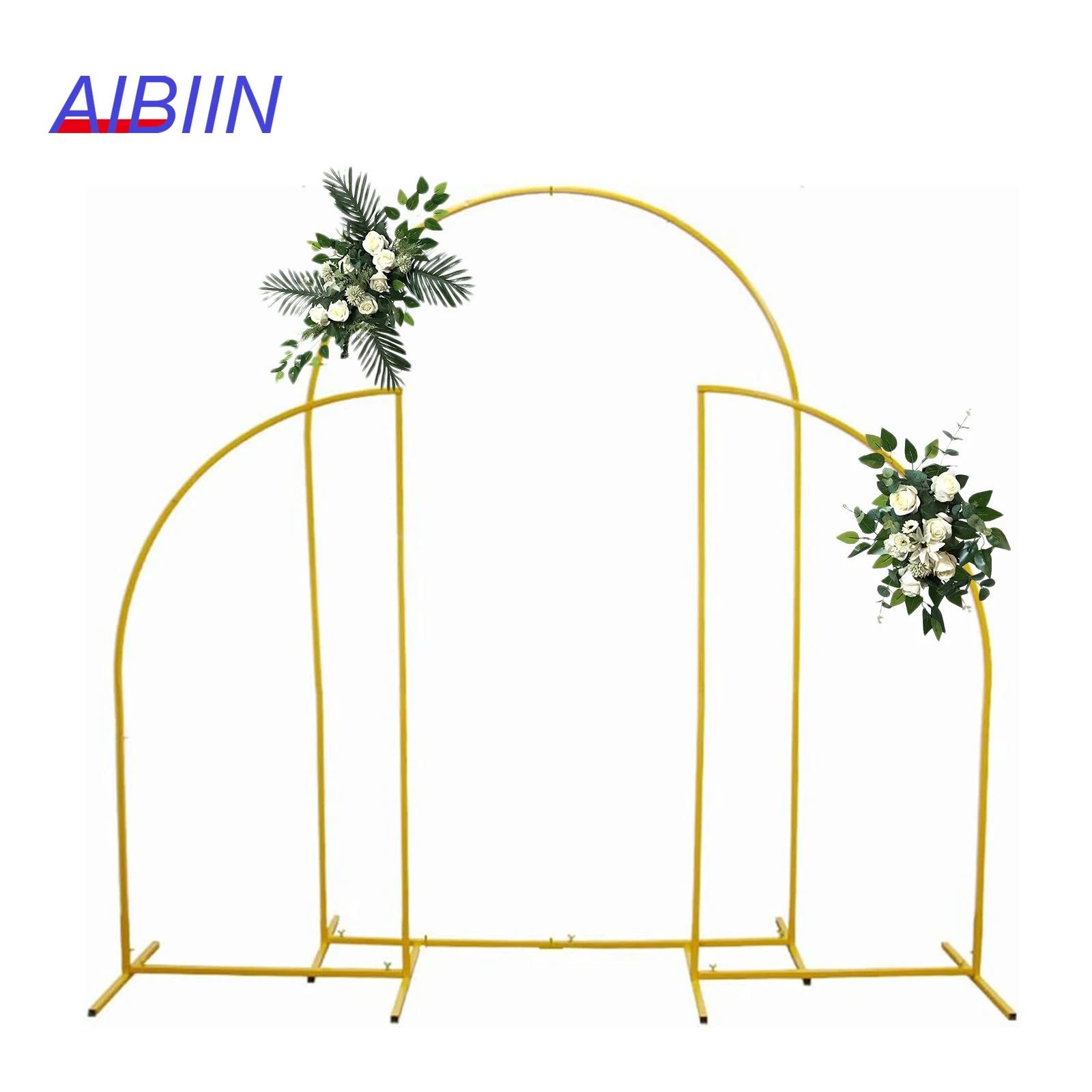 

Один комплект Золото / Белый Металл Свадебная Арка Фон Фон Стенд Воздушные Шары Рамка День Рождения Украшение Церемония Годовщина