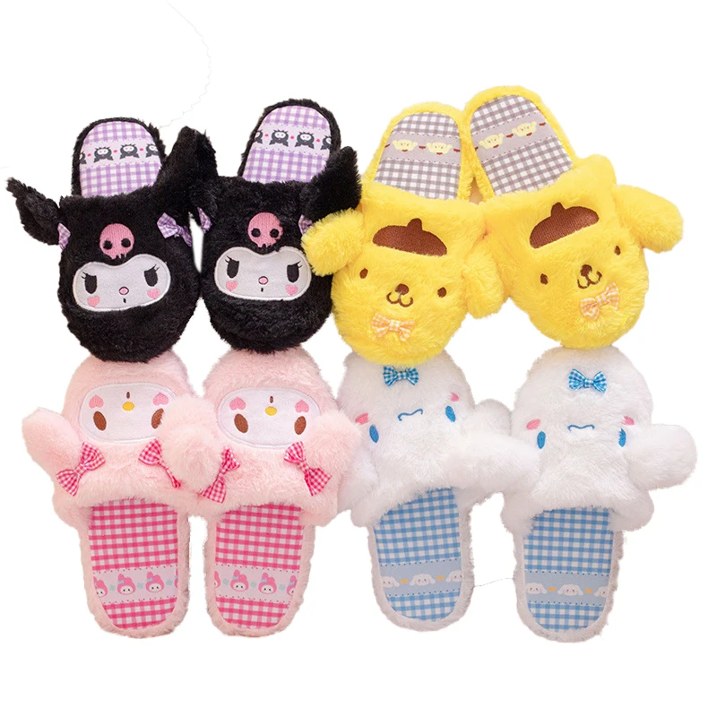 

Sanrios Plush Slippers Kawaii Melodys Cinnamorolls Home Cotton Slippers Kuromis Winter Warm Cotton Slippers Birthday Gift