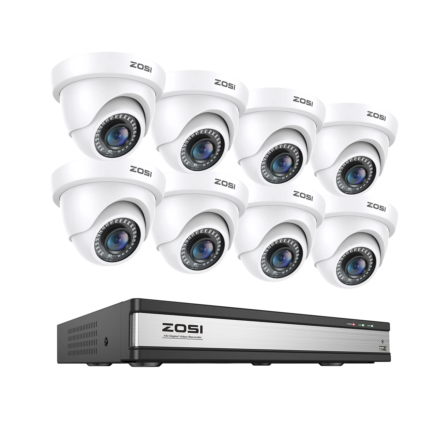 ZOSI 16 Channel 1080P Security Camera System 16CH H.265+ Surveillance DVR Recorder 2MP CCTV Weatherproof Dome Cameras Outdoor