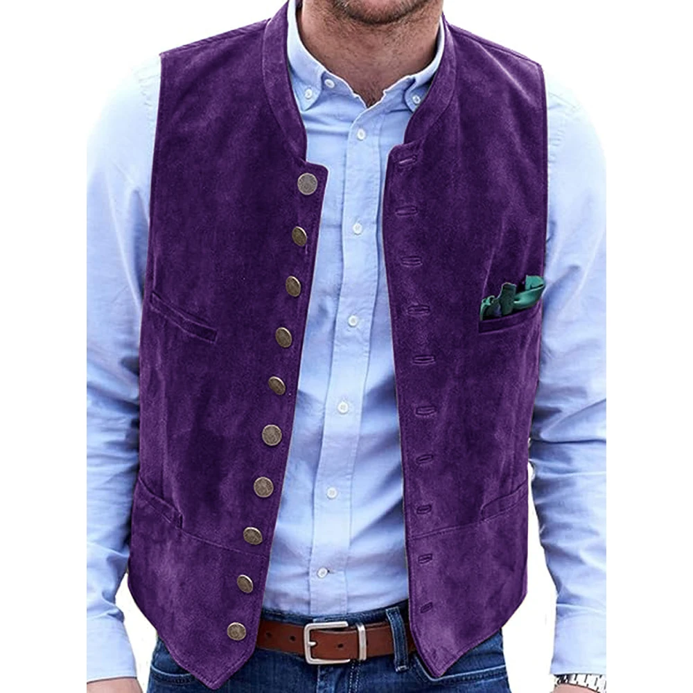 Men's Suede Suit Vest Casual Fashion Steampunk Style Vest Single Breasted Sleeveless Casual Comfortable Men Jacket Men dress vests