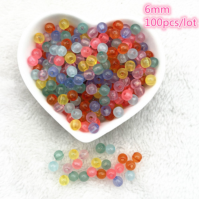 6mm--10mm Color Mixing Round Charms Acrylic Beads Loose Spacer Beads for Jewelry Makeing DIY Handmade Bracelet Accessories