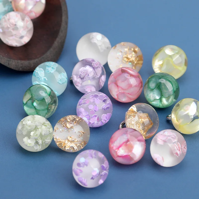 Description Picture 2 of item10pcs Round Resin Buttons Beautiful 10mm Small Round Buttons Transparent Shank Button Cheongsam Accessories